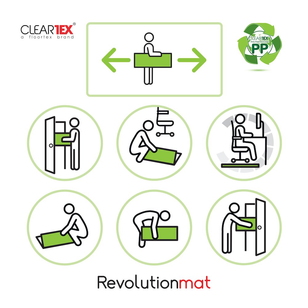 Cleartex Polypropylene Rect Anti-Slip Foldable Chair Mat- Hard Floors- 45" x 53". Picture 7