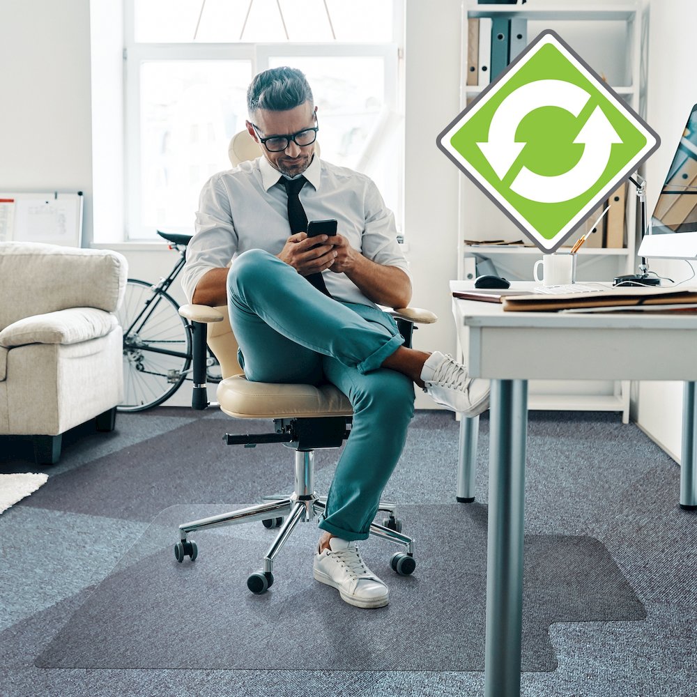 Cleartex Enhanced Polymer Lipped Chair Mat for Carpets up to 3/8" - 36" x 48". Picture 7