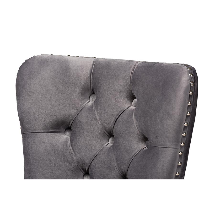 Remy Modern Transitional Grey Velvet Fabric Upholstered Espresso Finished 2-Piece Wood Dining Chair Set Set. Picture 5
