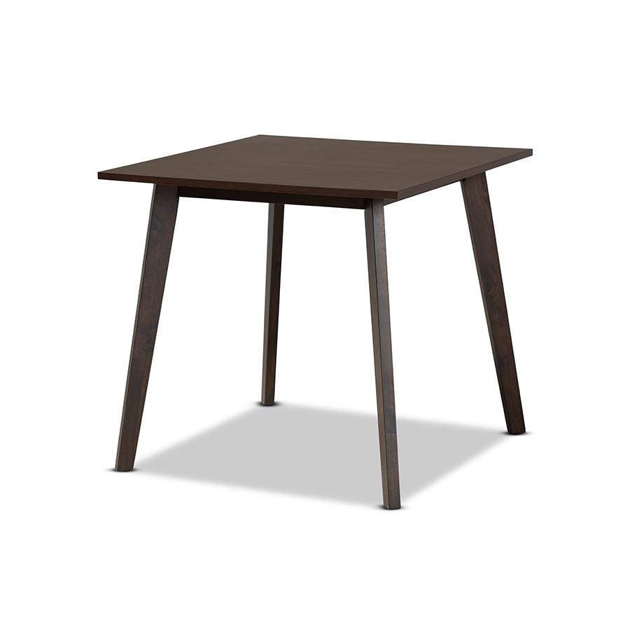Baxton Studio Britte Mid-Century Modern Beige Fabric Upholstered Dark Oak Brown Finished 5-Piece Wood Dining Set. Picture 3
