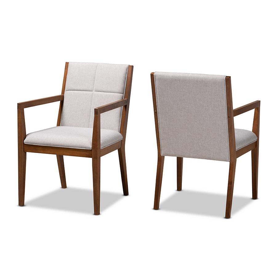 Baxton Studio Theresa MidCentury Modern Greyish Beige Fabric Upholstered and Walnut Brown Finished Wood Living Room Accent Chair. Picture 1