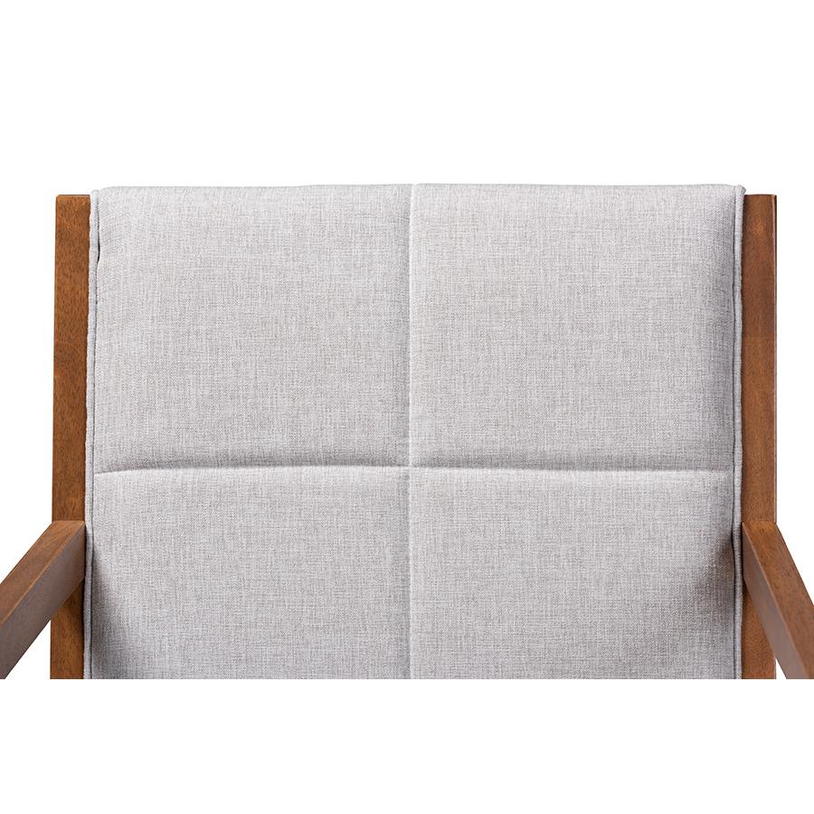 Baxton Studio Theresa MidCentury Modern Greyish Beige Fabric Upholstered and Walnut Brown Finished Wood Living Room Accent Chair. Picture 4