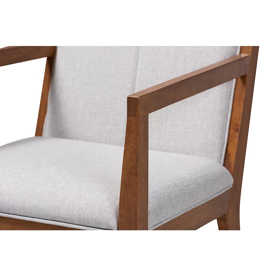 Baxton Studio Theresa MidCentury Modern Greyish Beige Fabric Upholstered and Walnut Brown Finished Wood Living Room Accent Chair. Picture 5
