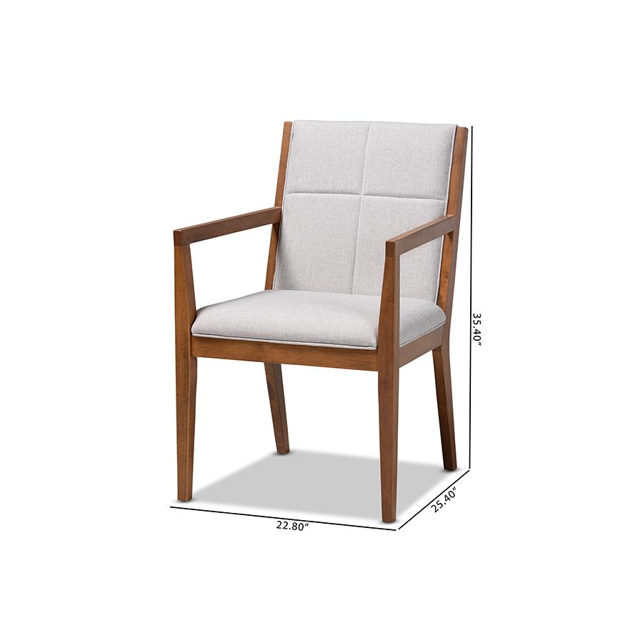 Baxton Studio Theresa MidCentury Modern Greyish Beige Fabric Upholstered and Walnut Brown Finished Wood Living Room Accent Chair. Picture 9