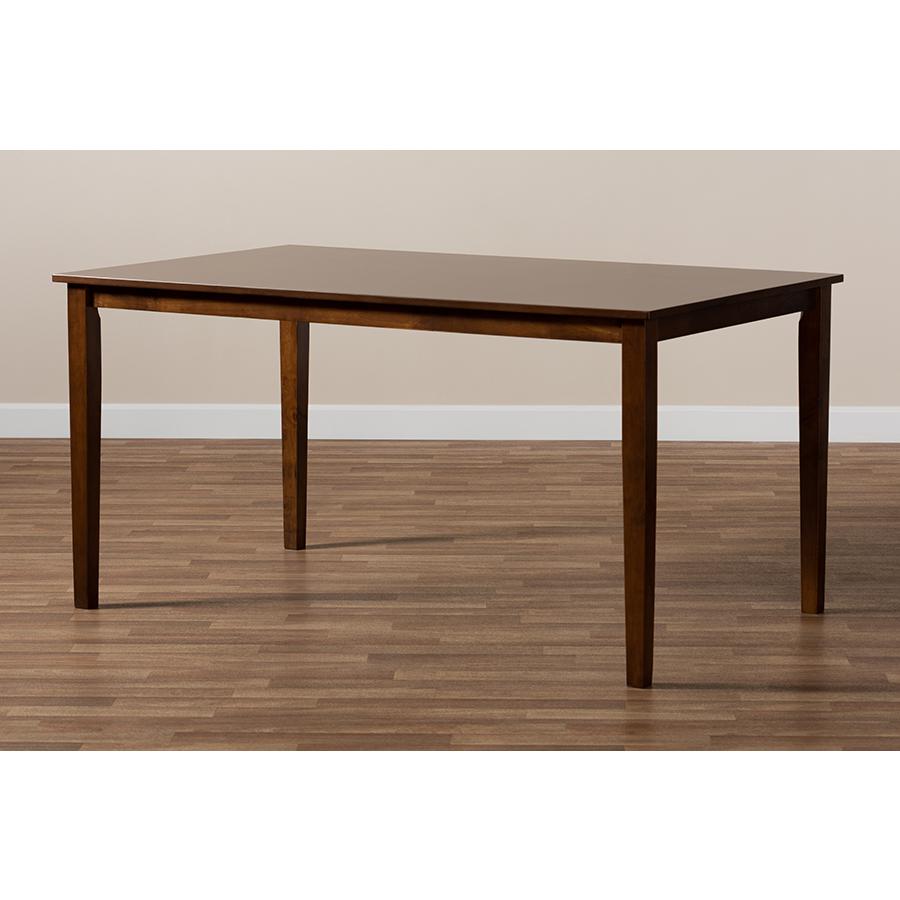 Walnut Brown Finished Rectangular Wood Dining Table. Picture 6