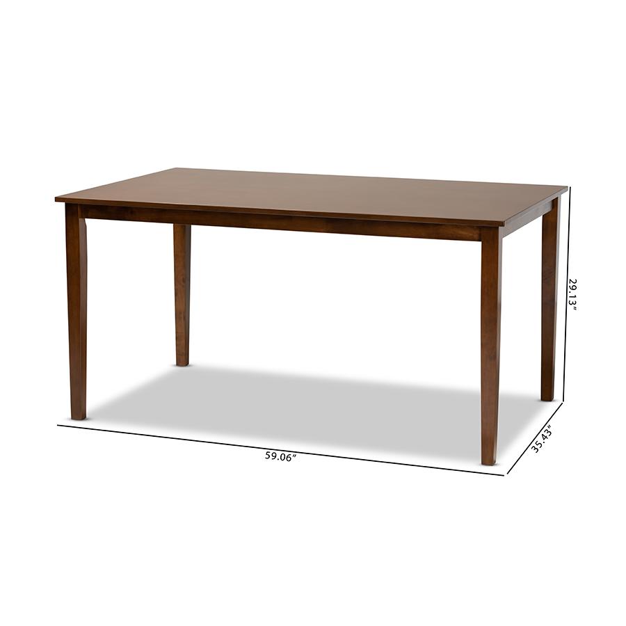 Walnut Brown Finished Rectangular Wood Dining Table. Picture 7