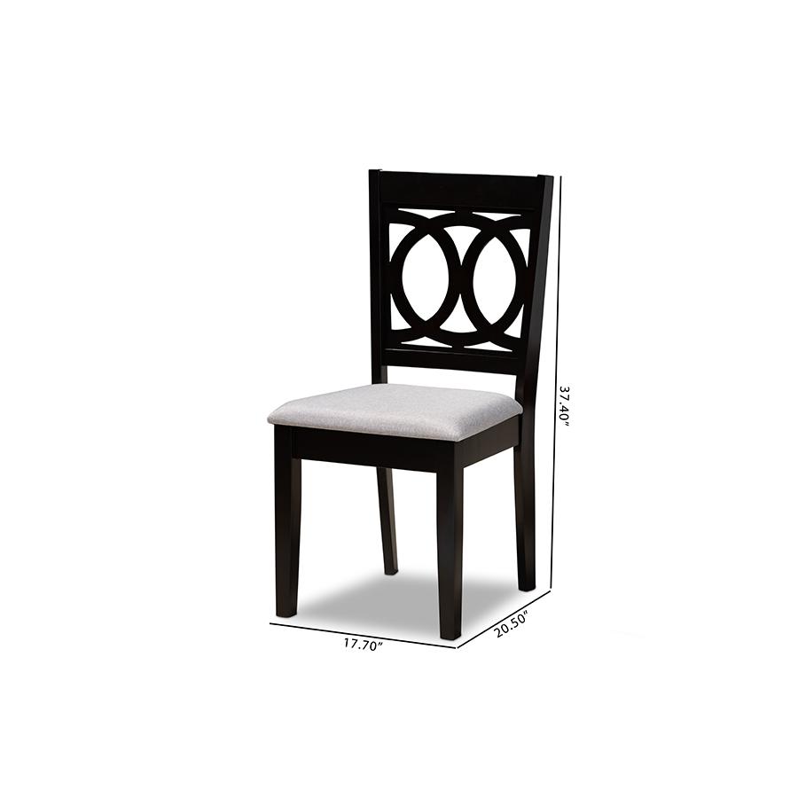 Lenoir Modern and Contemporary Grey Fabric Upholstered Espresso Brown Finished Wood 2-Piece Dining Chair Set Set. Picture 7