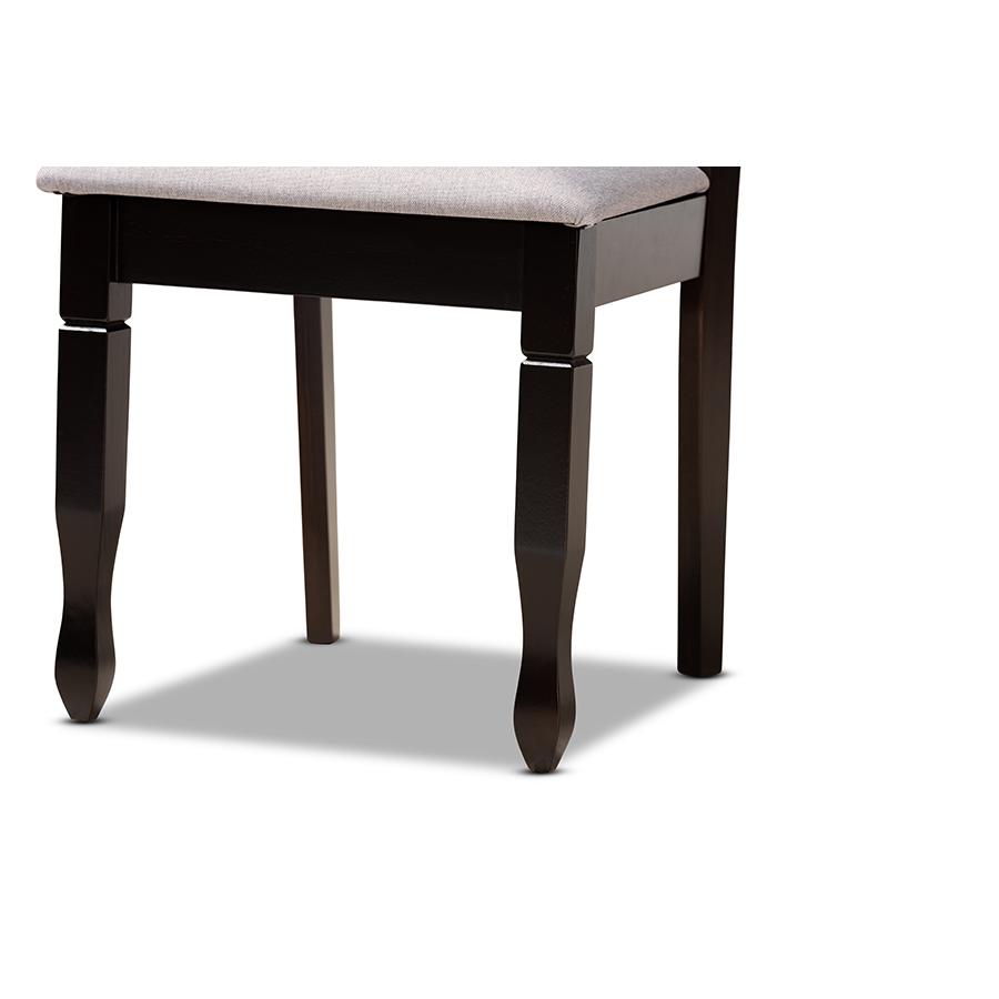 Grey Fabric Upholstered and Dark Brown Finished Wood 7-Piece Dining Set. Picture 6