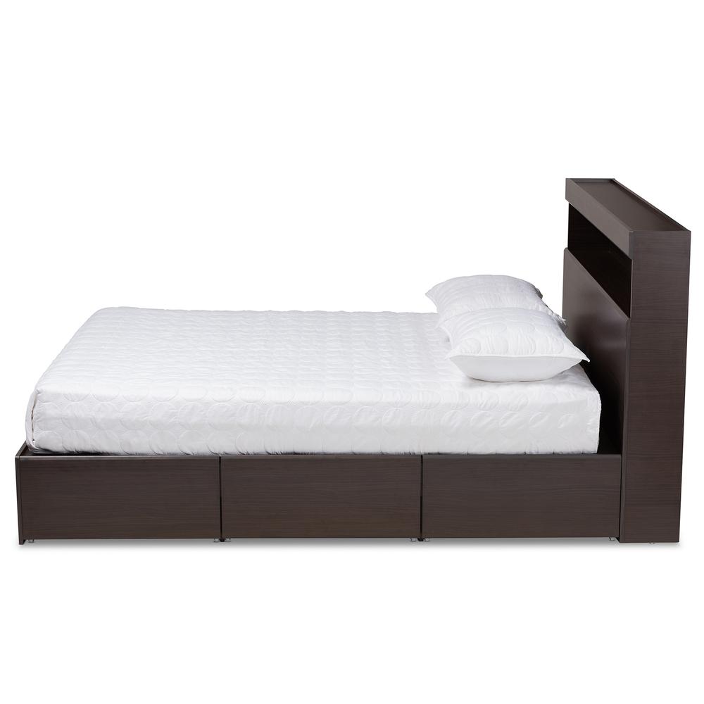 Baxton Studio Blaine Modern and Contemporary Dark Brown Finished Wood Queen Size 6Drawer Platform Storage Bed. Picture 3