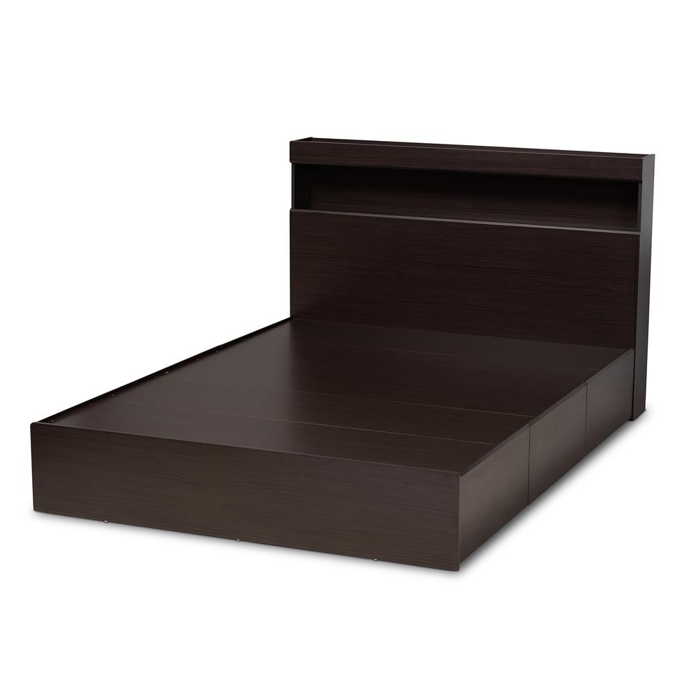 Baxton Studio Blaine Modern and Contemporary Dark Brown Finished Wood Queen Size 6Drawer Platform Storage Bed. Picture 4