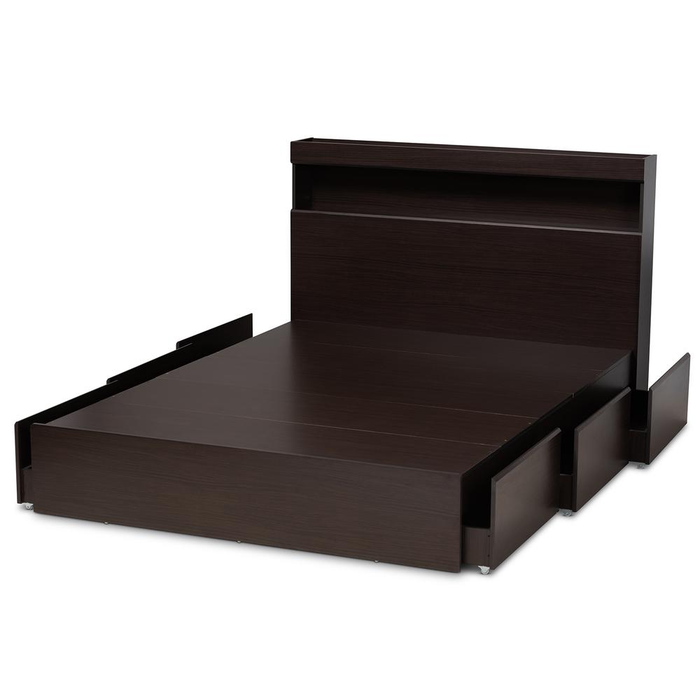 Baxton Studio Blaine Modern and Contemporary Dark Brown Finished Wood Queen Size 6Drawer Platform Storage Bed. Picture 5