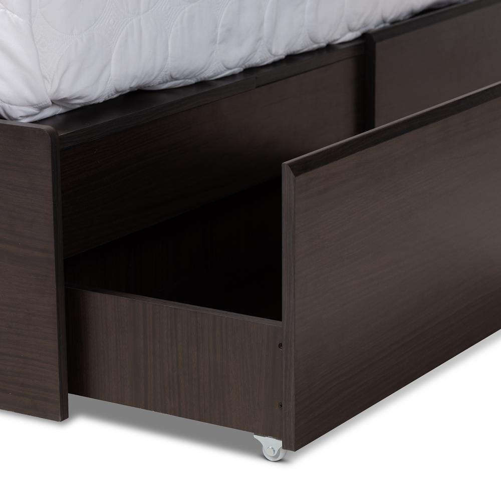 Baxton Studio Blaine Modern and Contemporary Dark Brown Finished Wood Queen Size 6Drawer Platform Storage Bed. Picture 7