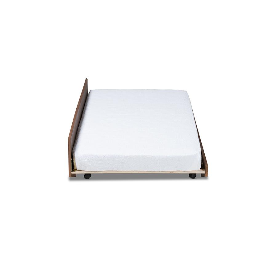 Baxton Studio Toveli Modern and Contemporary Ash Walnut Finished Twin Size Trundle Bed. Picture 3