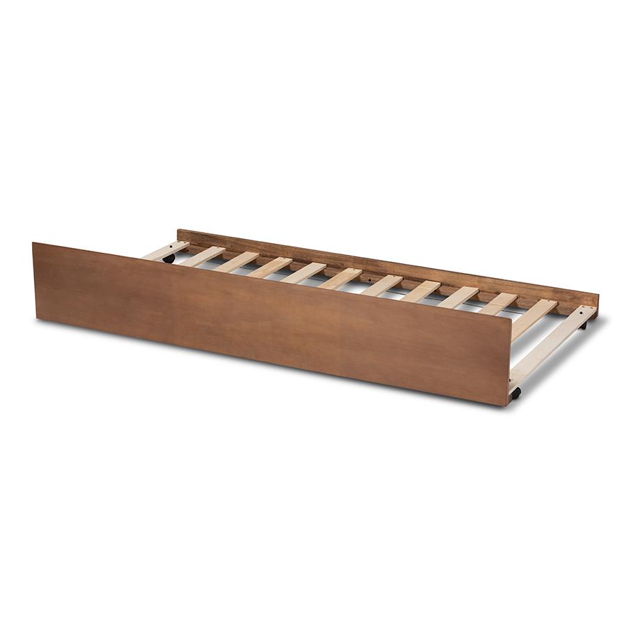 Baxton Studio Toveli Modern and Contemporary Ash Walnut Finished Twin Size Trundle Bed. Picture 4