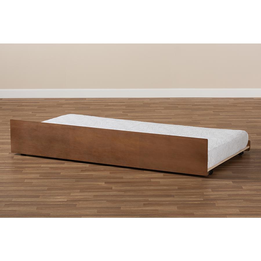 Baxton Studio Toveli Modern and Contemporary Ash Walnut Finished Twin Size Trundle Bed. Picture 6