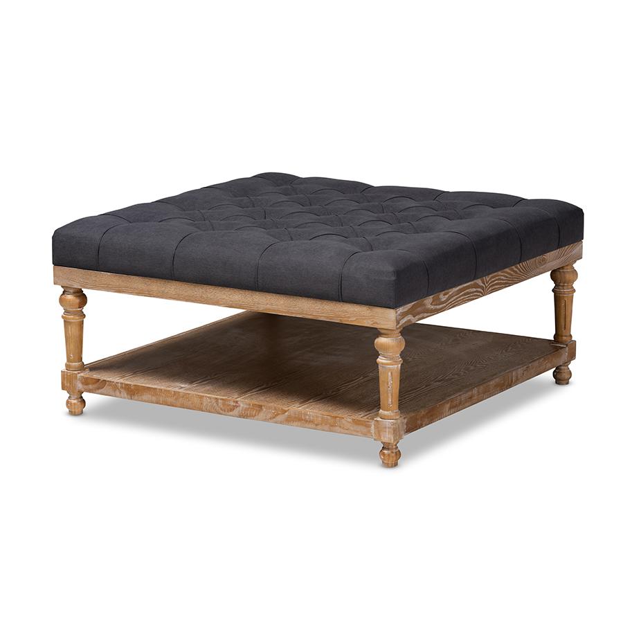 Greywashed Wood Cocktail Ottoman. Picture 1
