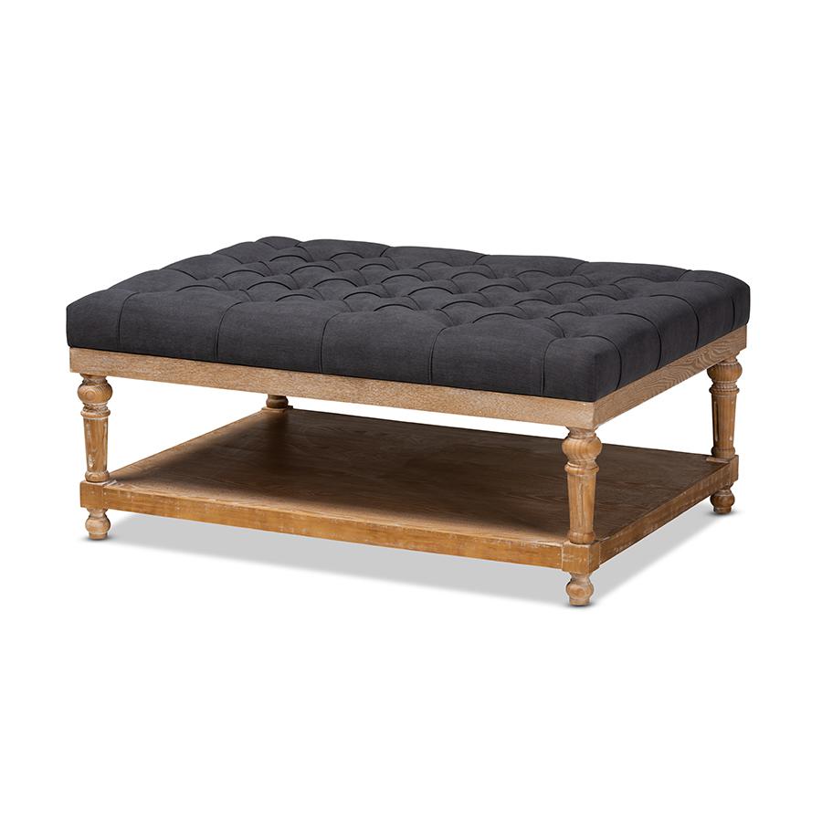 Greywashed Wood Cocktail Ottoman. Picture 1