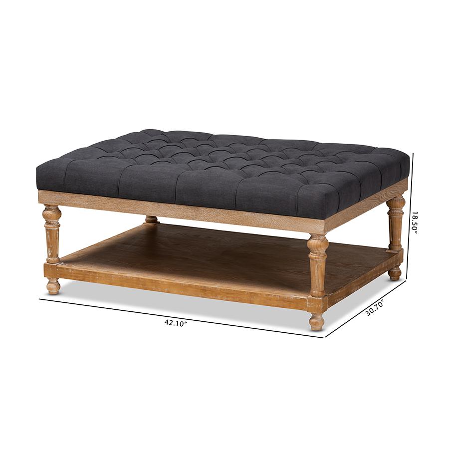 Greywashed Wood Cocktail Ottoman. Picture 8