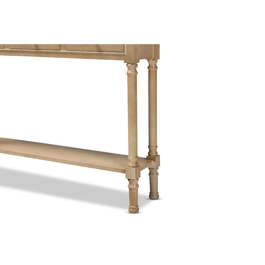 Farmhouse Oak Brown Finished Wood 3-Drawer Entryway Console Table. Picture 6
