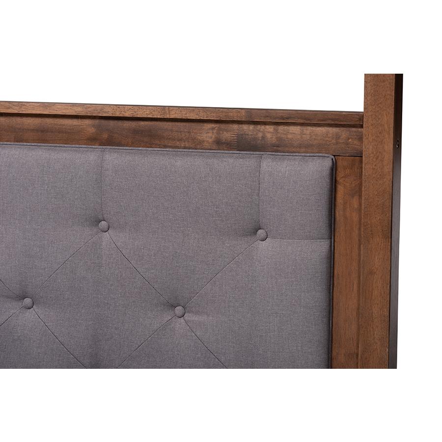 Walnut Brown Finished Wood Queen Size Platform Canopy Bed. Picture 4