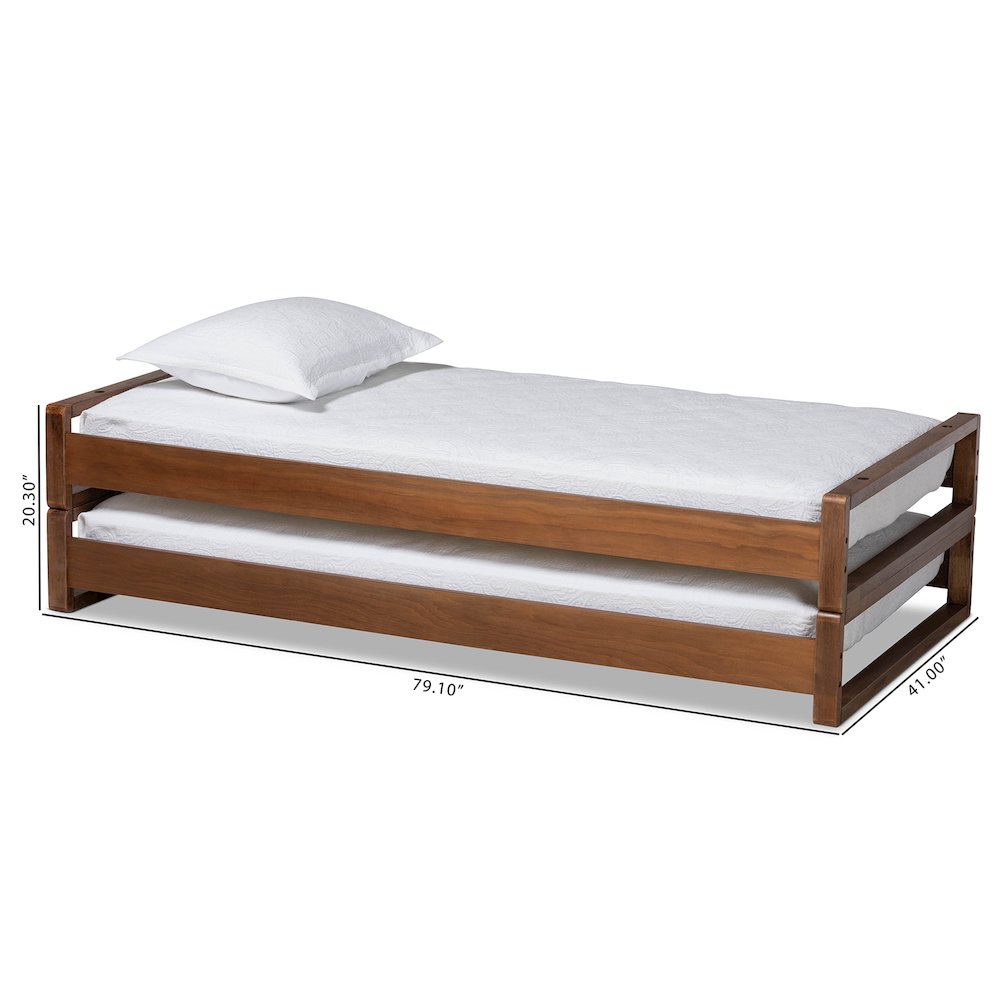 Baxton Studio Klara Walnut Finished Wood Expandable Twin to King Size Bed Frame. Picture 10