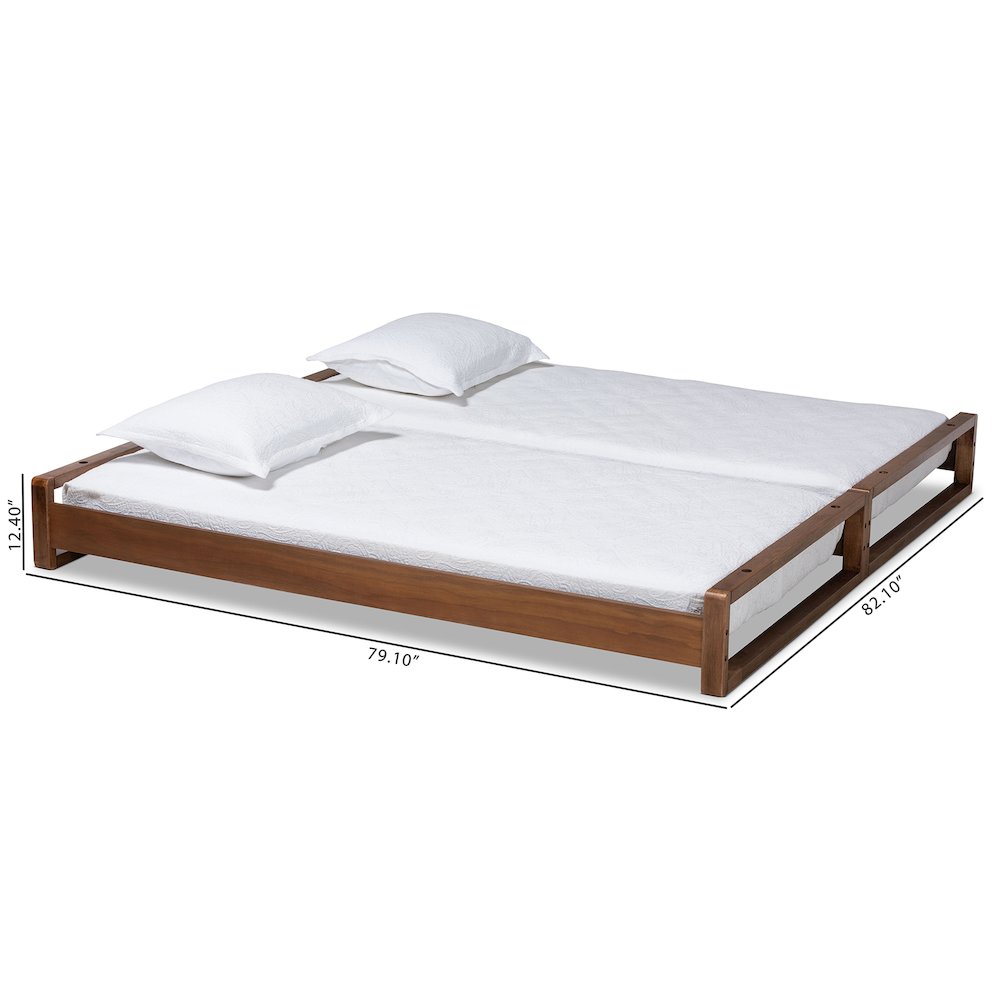 Baxton Studio Klara Walnut Finished Wood Expandable Twin to King Size Bed Frame. Picture 11