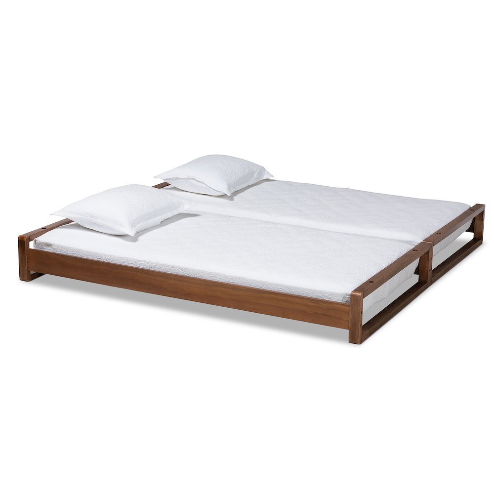 Baxton Studio Klara Walnut Finished Wood Expandable Twin to King Size Bed Frame. Picture 2