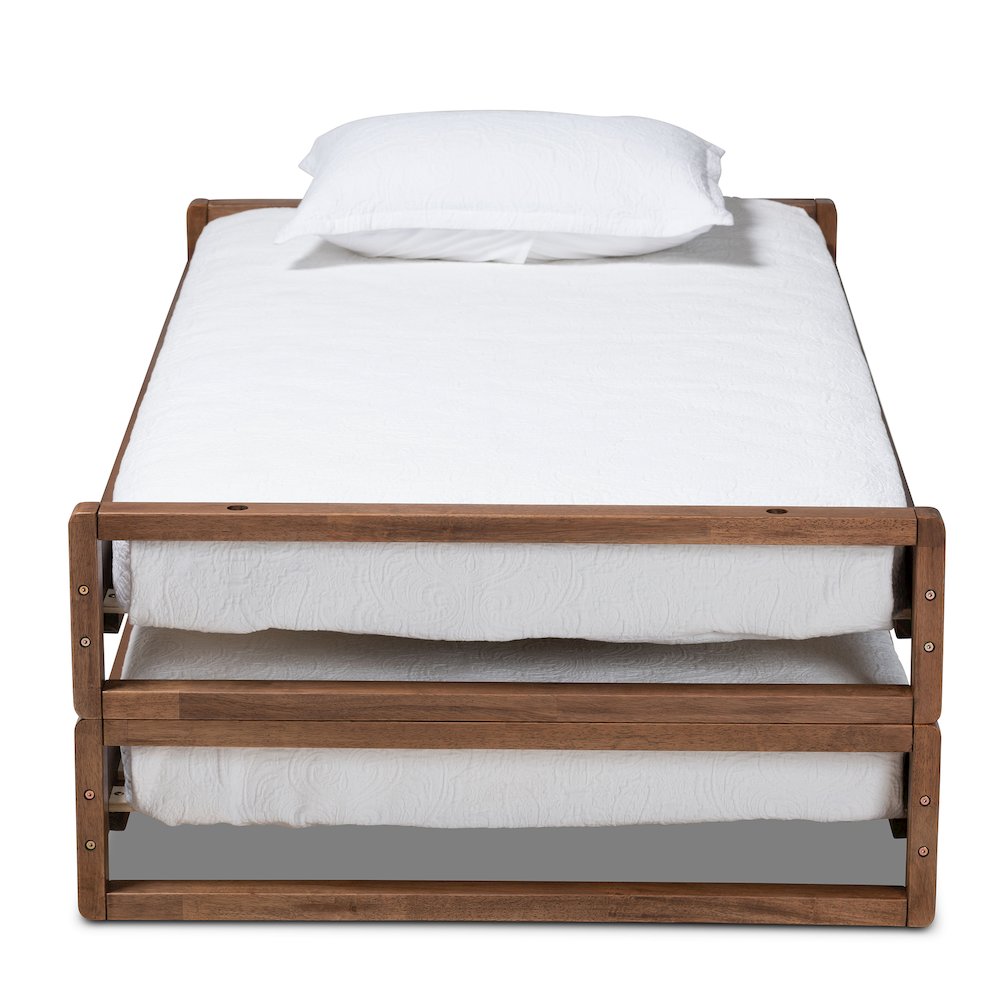 Baxton Studio Klara Walnut Finished Wood Expandable Twin to King Size Bed Frame. Picture 3