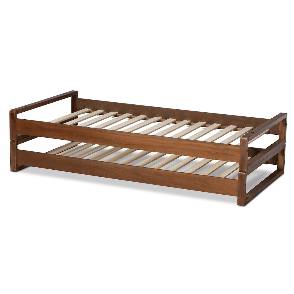 Baxton Studio Klara Walnut Finished Wood Expandable Twin to King Size Bed Frame. Picture 4