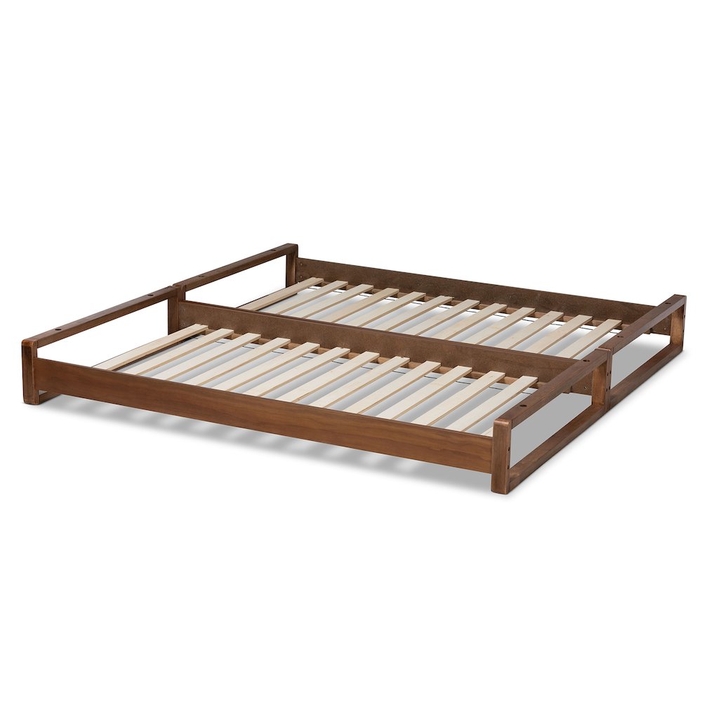 Baxton Studio Klara Walnut Finished Wood Expandable Twin to King Size Bed Frame. Picture 5