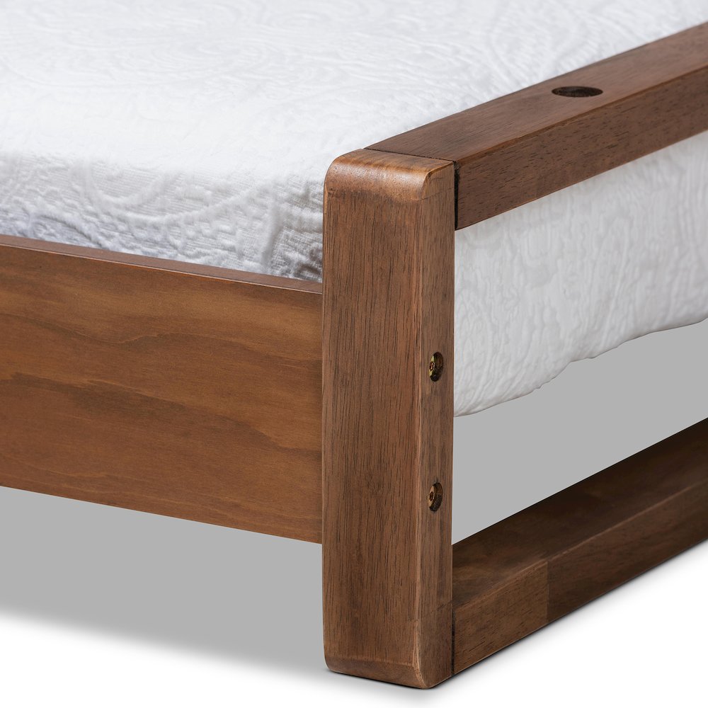 Baxton Studio Klara Walnut Finished Wood Expandable Twin to King Size Bed Frame. Picture 6