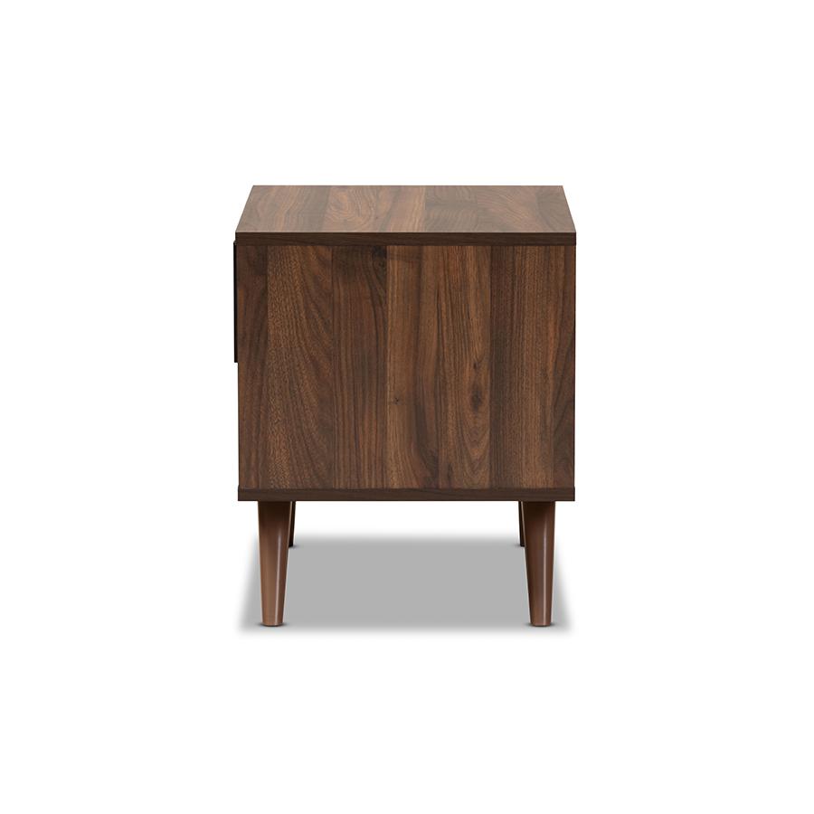 Two-Tone Grey and Walnut Finished Wood 1-Drawer Nightstand. Picture 4