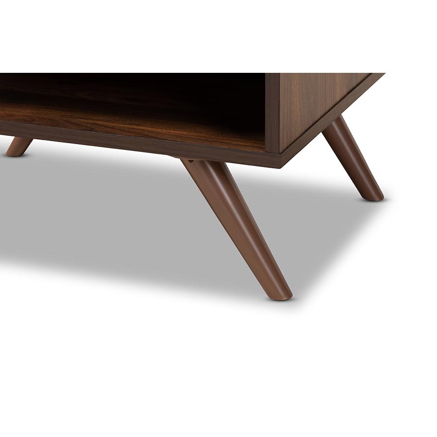 Two-Tone Grey and Walnut Finished Wood 1-Drawer Nightstand. Picture 6