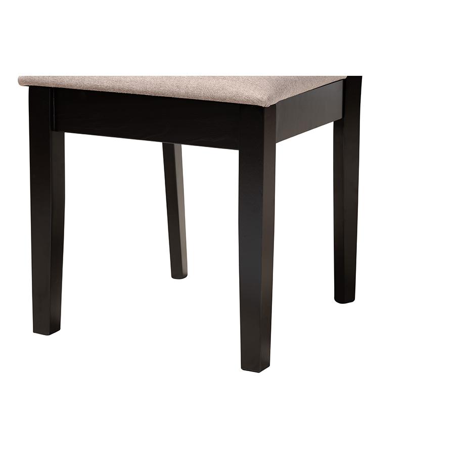 Karel Modern Beige Fabric and Espresso Brown Finished Wood 5-Piece Dining Set. Picture 6