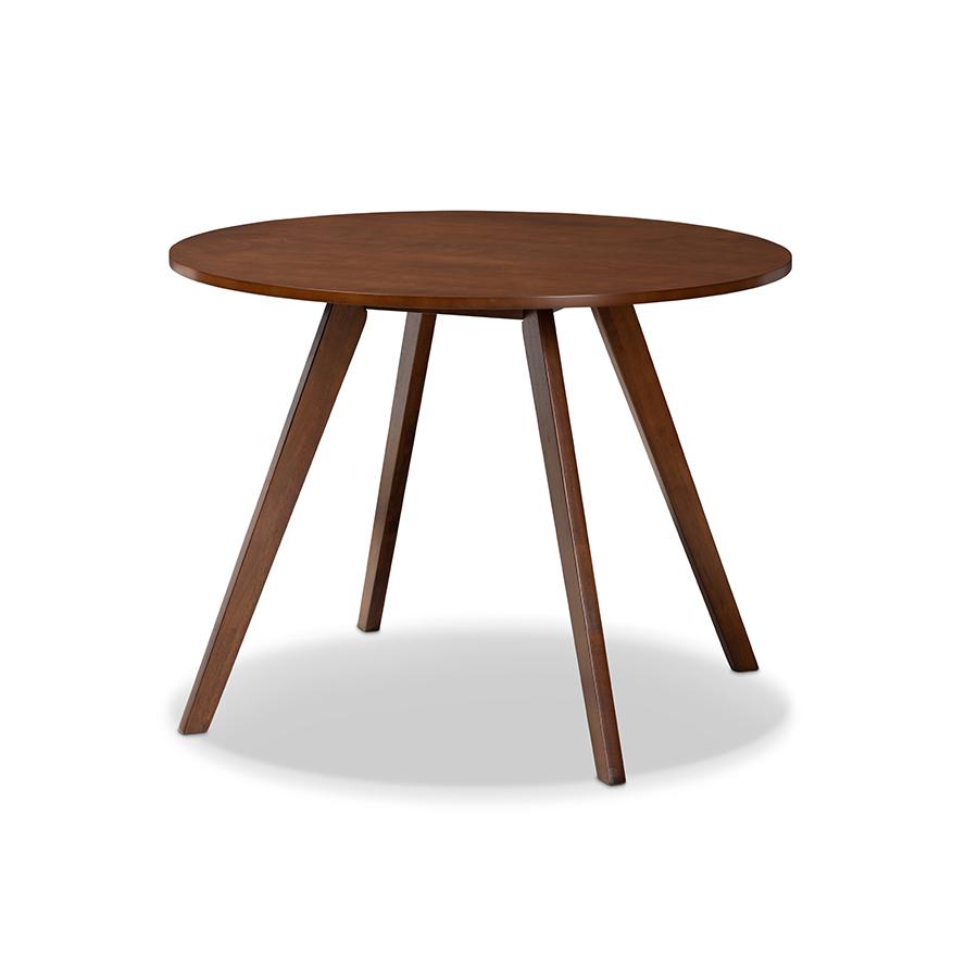 Transitional Walnut Brown Finished Round Wood Dining Table. Picture 1