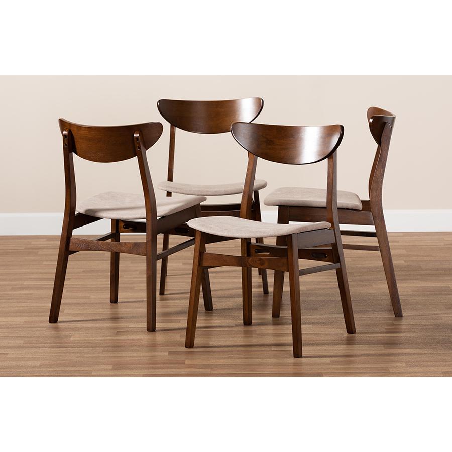 Walnut Brown Finished Wood 4-Piece Dining Chair Set. Picture 5