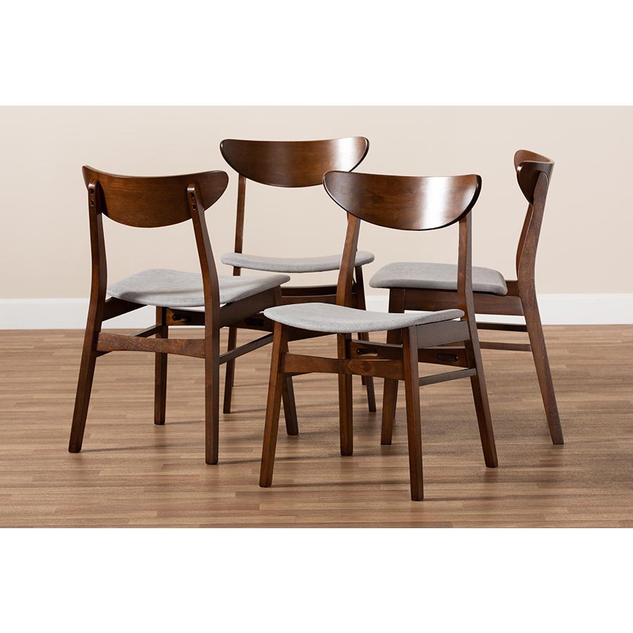 Walnut Brown Finished Wood 4-Piece Dining Chair Set. Picture 5