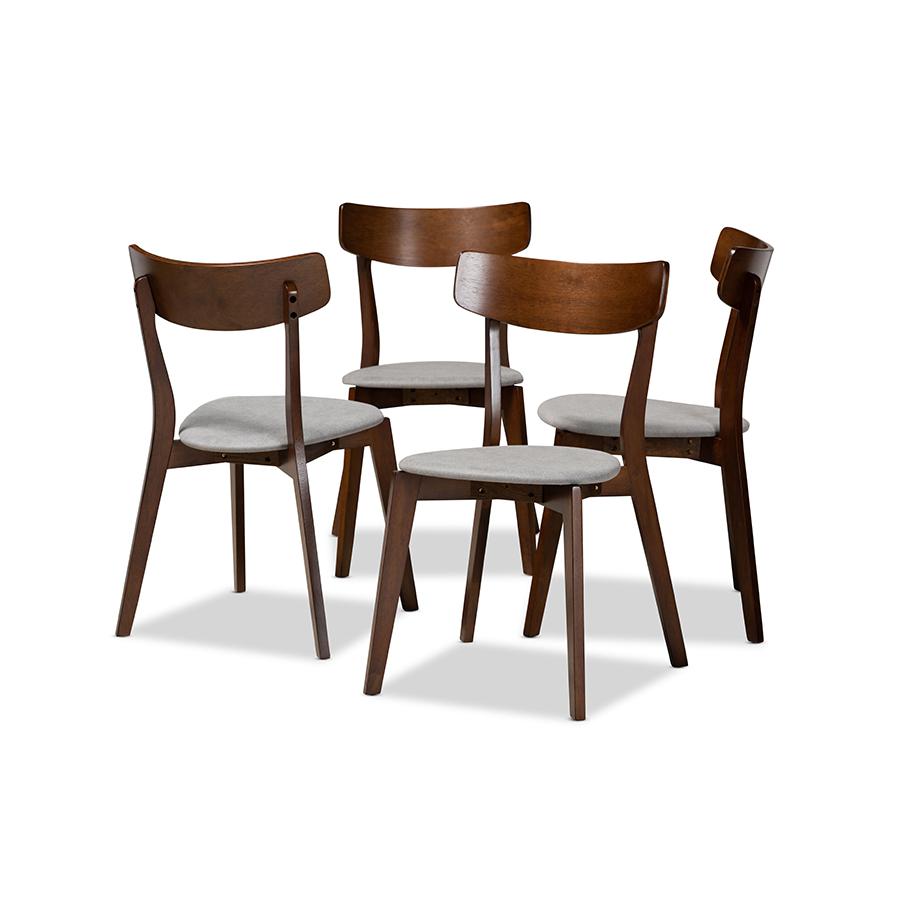 Walnut Brown Finished Wood 4-Piece Dining Chair Set. Picture 1