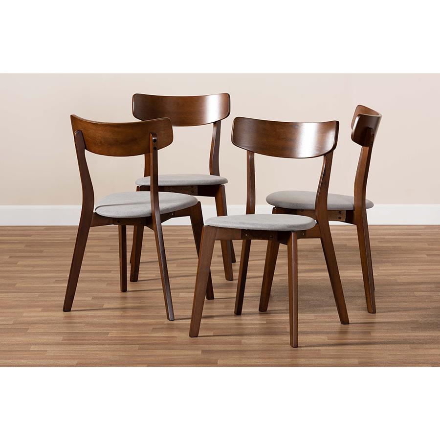 Walnut Brown Finished Wood 4-Piece Dining Chair Set. Picture 5