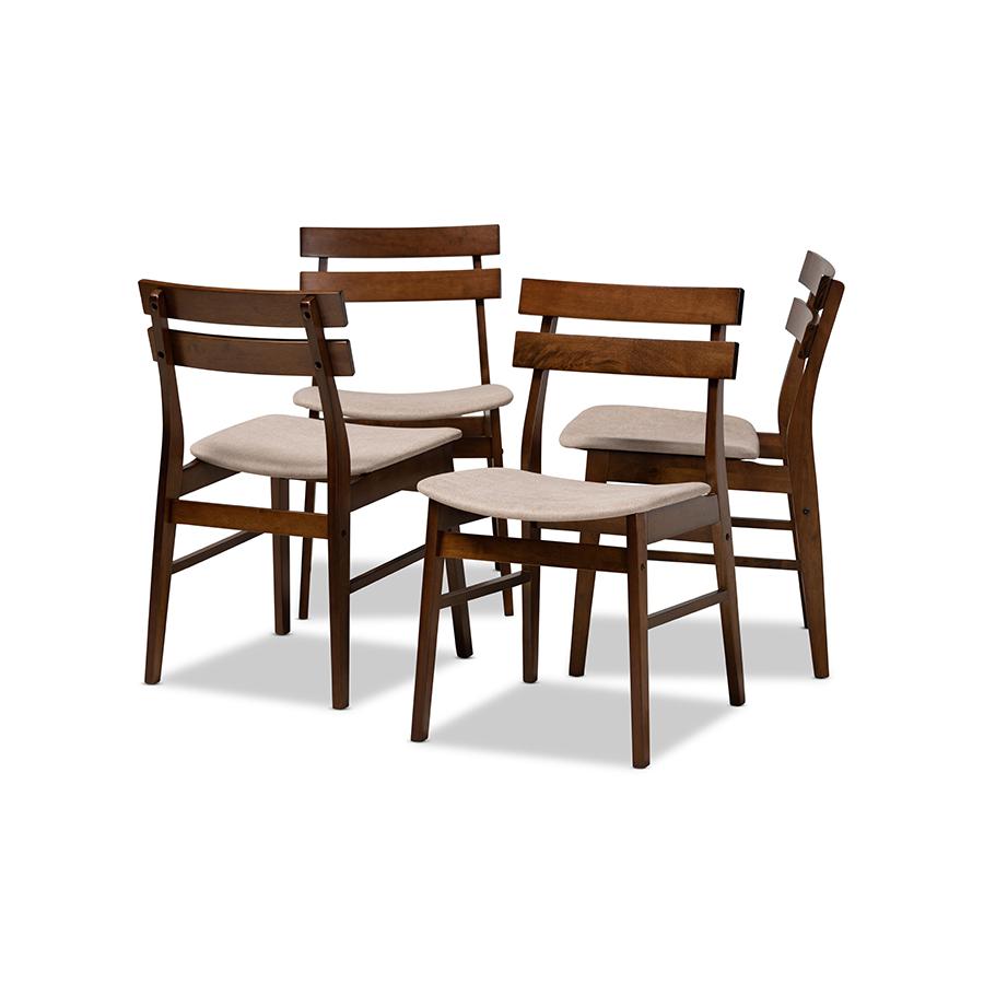 Walnut Brown Finished Wood 4-Piece Dining Chair Set. Picture 1