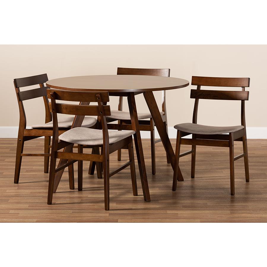 Walnut Brown Finished Wood 5-Piece Dining Set. Picture 7