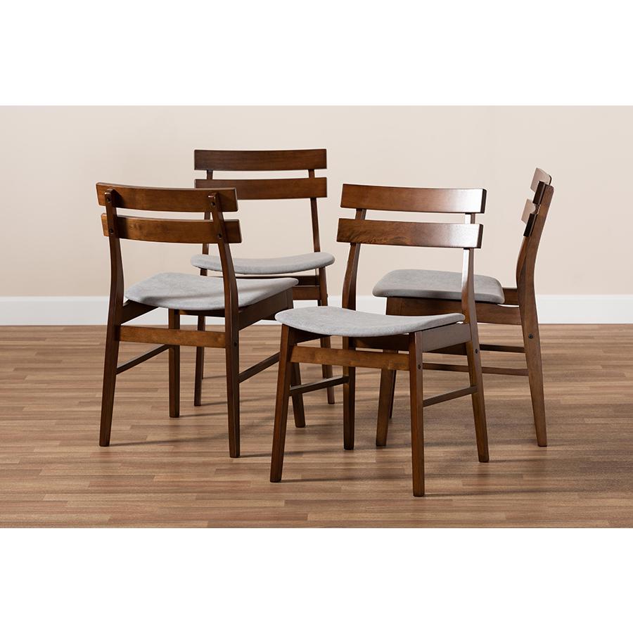 Walnut Brown Finished Wood 4-Piece Dining Chair Set. Picture 5