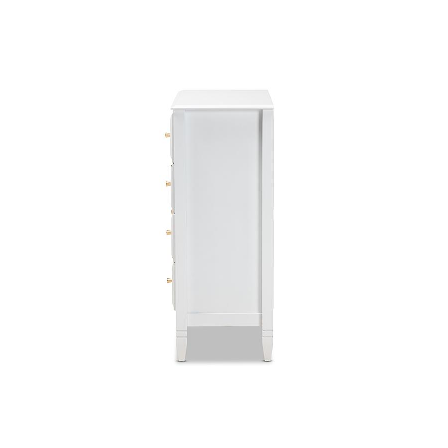Naomi Classic and Transitional White Finished Wood 4-Drawer Bedroom Chest. Picture 4