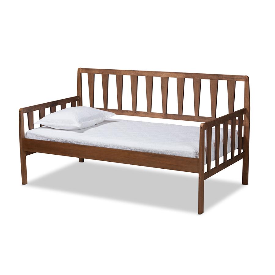 Transitional Walnut Brown Finished Wood Twin Size Daybed. Picture 1