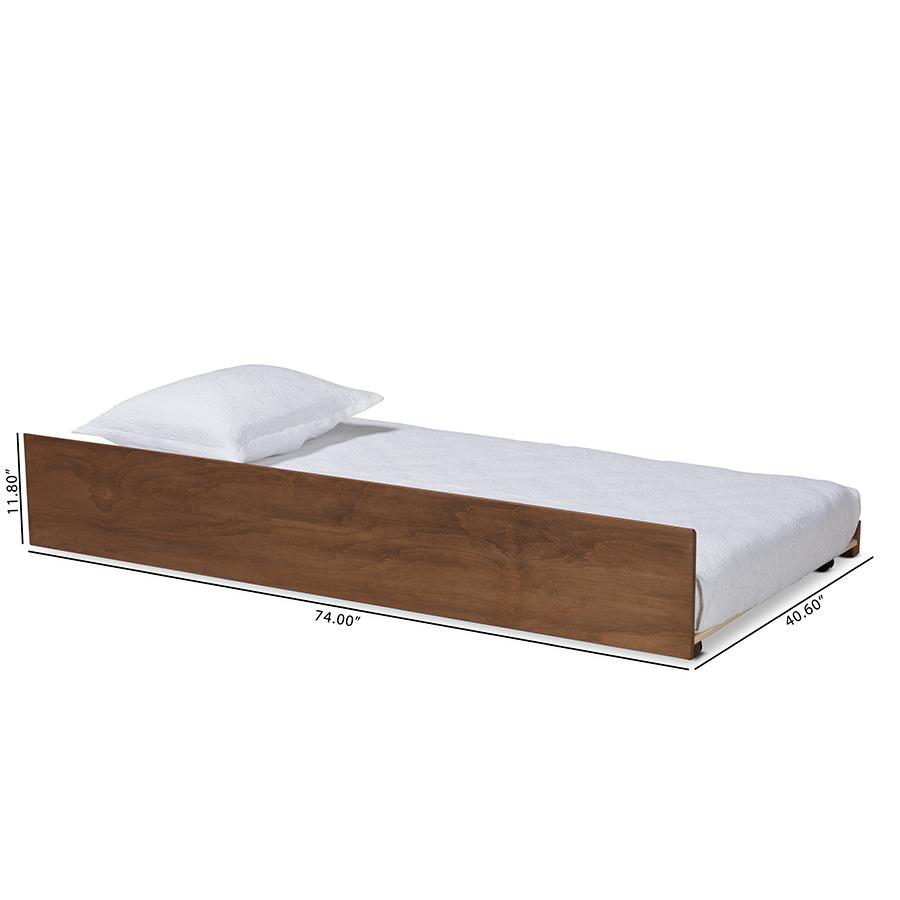 Transitional Walnut Brown Finished Wood Twin Size Trundle Bed. Picture 6
