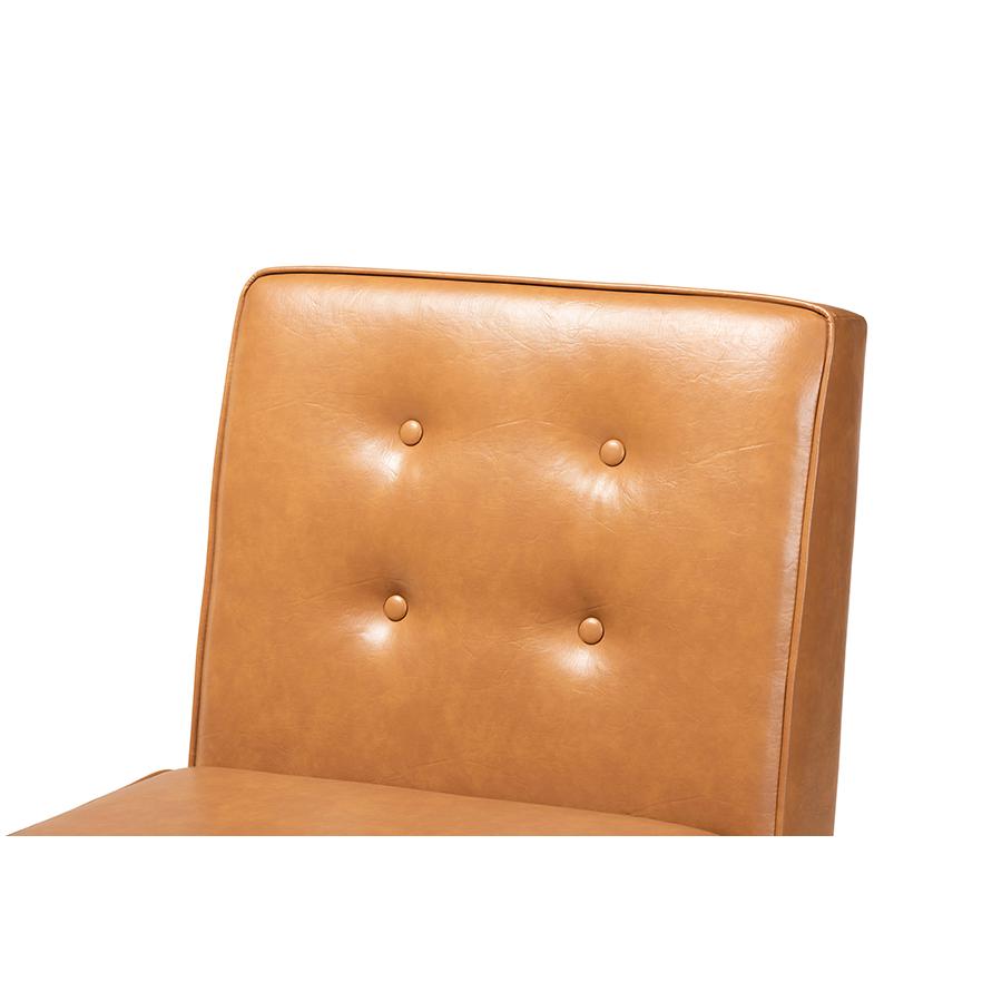Leather Upholstered and Walnut Brown Finished Wood Dining Chair. Picture 5