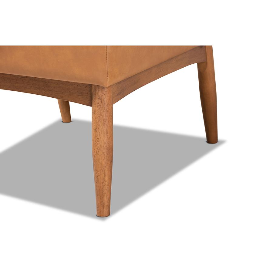 Leather Upholstered and Walnut Brown Finished Wood Dining Chair. Picture 6