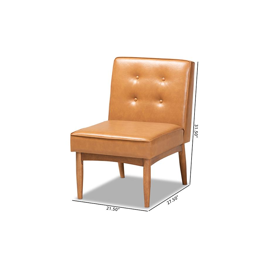 Leather Upholstered and Walnut Brown Finished Wood Dining Chair. Picture 9
