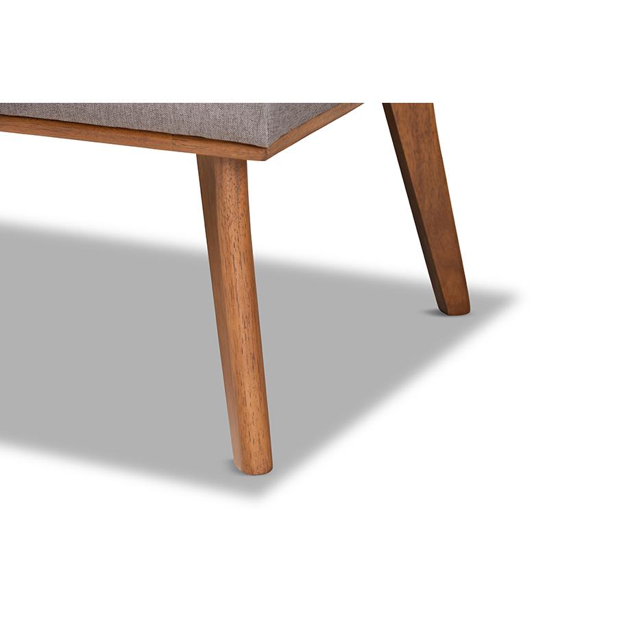 Grey Fabric Upholstered and Walnut Brown Finished Wood 3-Piece Dining Nook Set. Picture 7