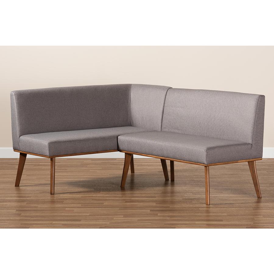 Walnut Brown Finished 2-Piece Wood Dining Nook Banquette Set. Picture 7